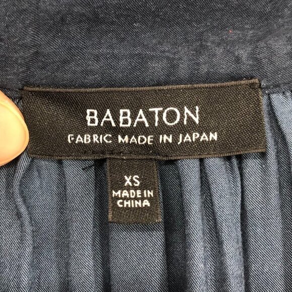 Babaton Aritzia Navy Blue Patrick Long Sleeve Notched Neck  Blouse XS - Picture 6 of 16